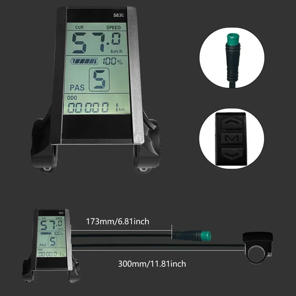 EBike Scooter S830 Display LCD Display impermeabile 24V 36V interfaccia SM facile da usare varietà di funzioni