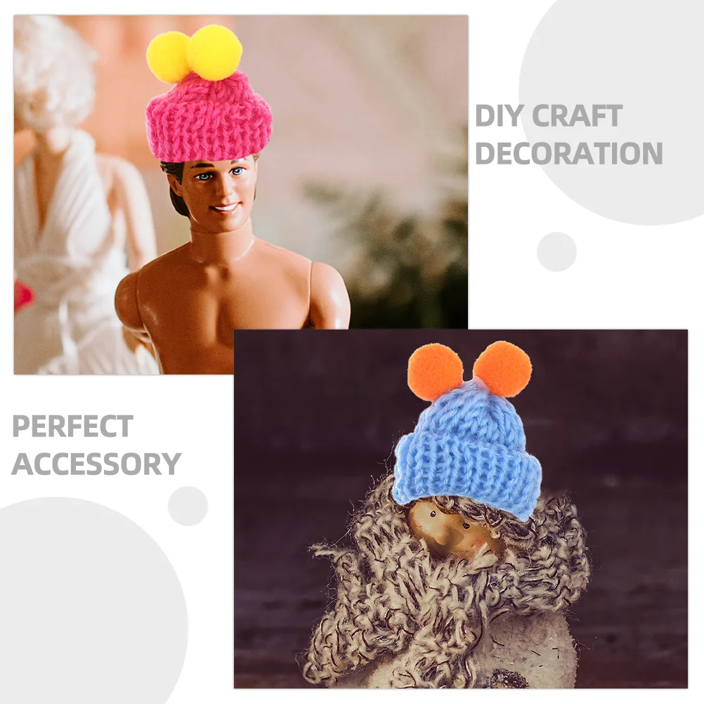 100pcs Mini Knitting Hats Colorful DIY Mini Double Woolen Ball Hats House Hats Mini Hats for DIY