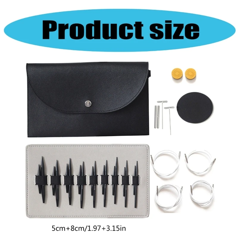 Conjunto agulhas circulares intercambiáveis ​​com estojo acessórios 3.0mm-6.0mm agulha tricô circular alumínio envio