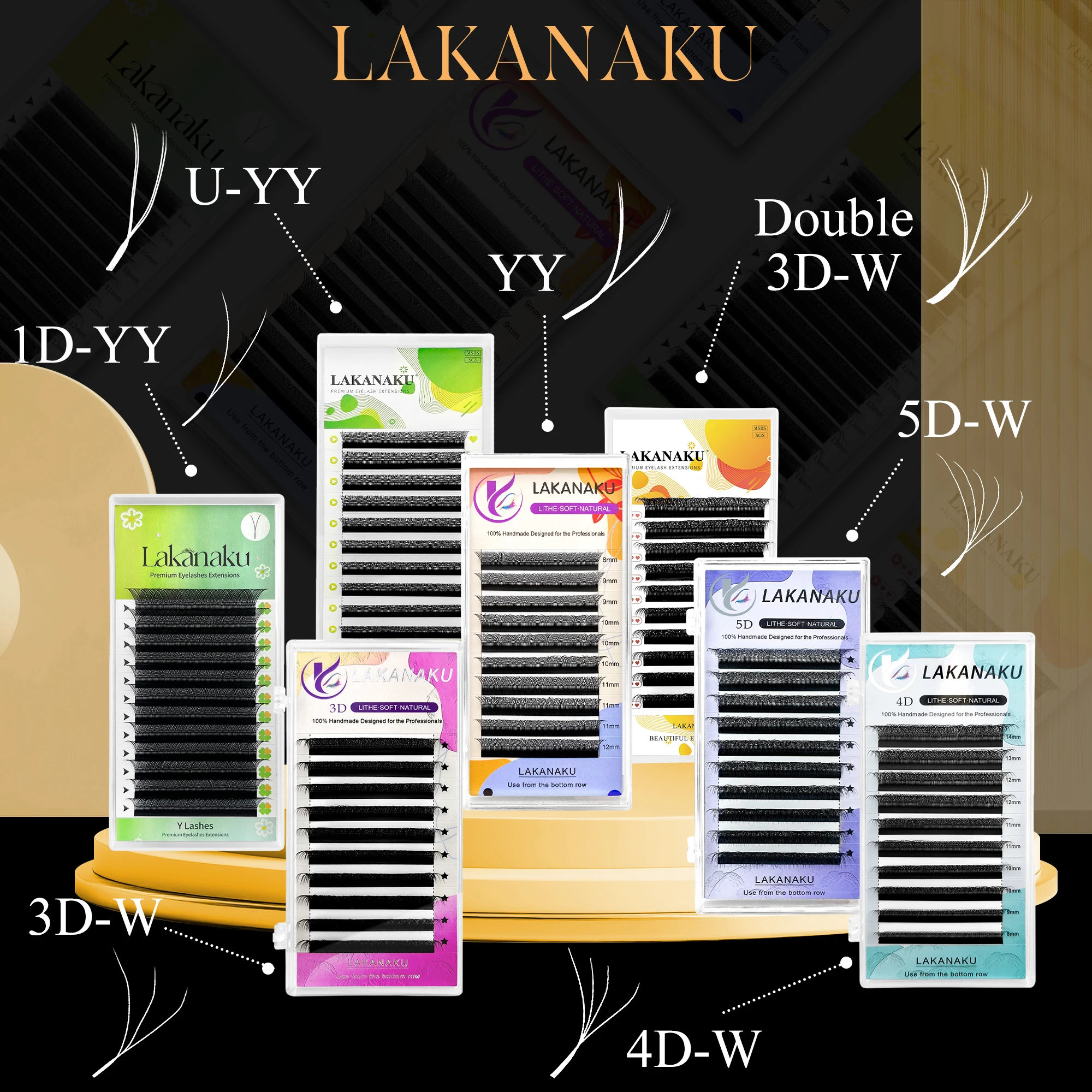 

LAKANAKU W Clover Eyelashes Extension Cilios extensiones de pestañas YY/4D/5D/6D/7D/8D Premade Fans Eyelash Extensions Volume