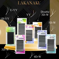 LAKANAKU yy extensiones pestañas fibras tecnologicas W volumen de pestañas ventiladores extensión de pestañas Cilios YY/3DY/4D/5D/6D/7D/8D ventiladores prefabricados extensiones de pestañas naturales