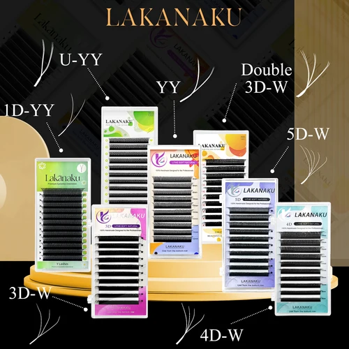 LAKANAKU yy extensiones pestañas fibras tecnologicas W volumen de pestañas ventiladores extensión de pestañas Cilios YY/3DY/4D/5D/6D/7D/8D ventiladores prefabricados extensiones de pestañas naturales