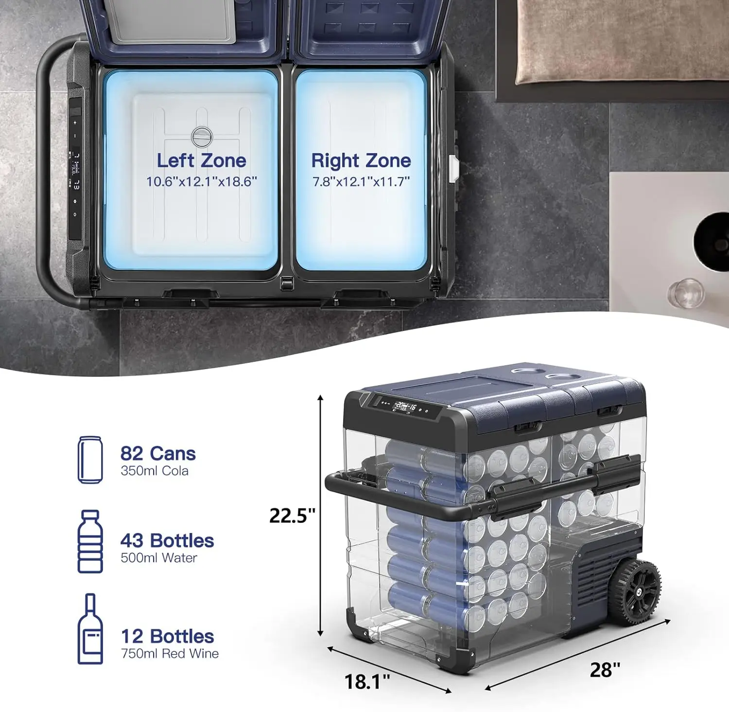 Refrigerador portátil para carro, congelador do refrigerador do carro, congelador do refrigerador, 12 volts, 12 V, 24V, DC, 100-240V A, 59 quart, 55L