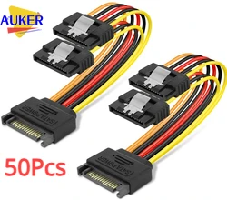 50 Stück Sata Power Y Splitter Kabel 15 Pin Sata Power Splitter Kabel Adapter Sata 15 Pin Stecker auf Dual Buchse Power Y-Kabel 20cm