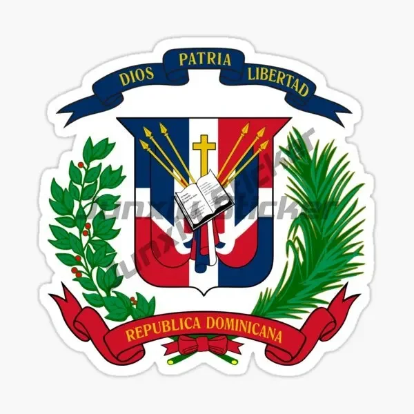 ملصقات على شكل جمجمة لخريطة علم الدومينيكان، ملصقات للكمبيوتر المحمول ونافذة السيارة، شاحنة تخييم، خوذة دراجة على الطرق الوعرة، ملصق جداري لغرفة الطاولة #5