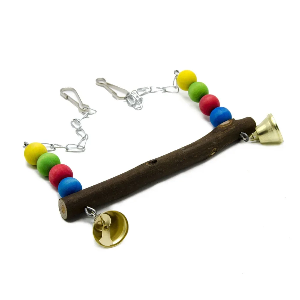 Station de balançoire pour perroquet de petite et moyenne taille, bûche de bar, perle en bois colorée, fournitures pour animaux de compagnie, 1PC