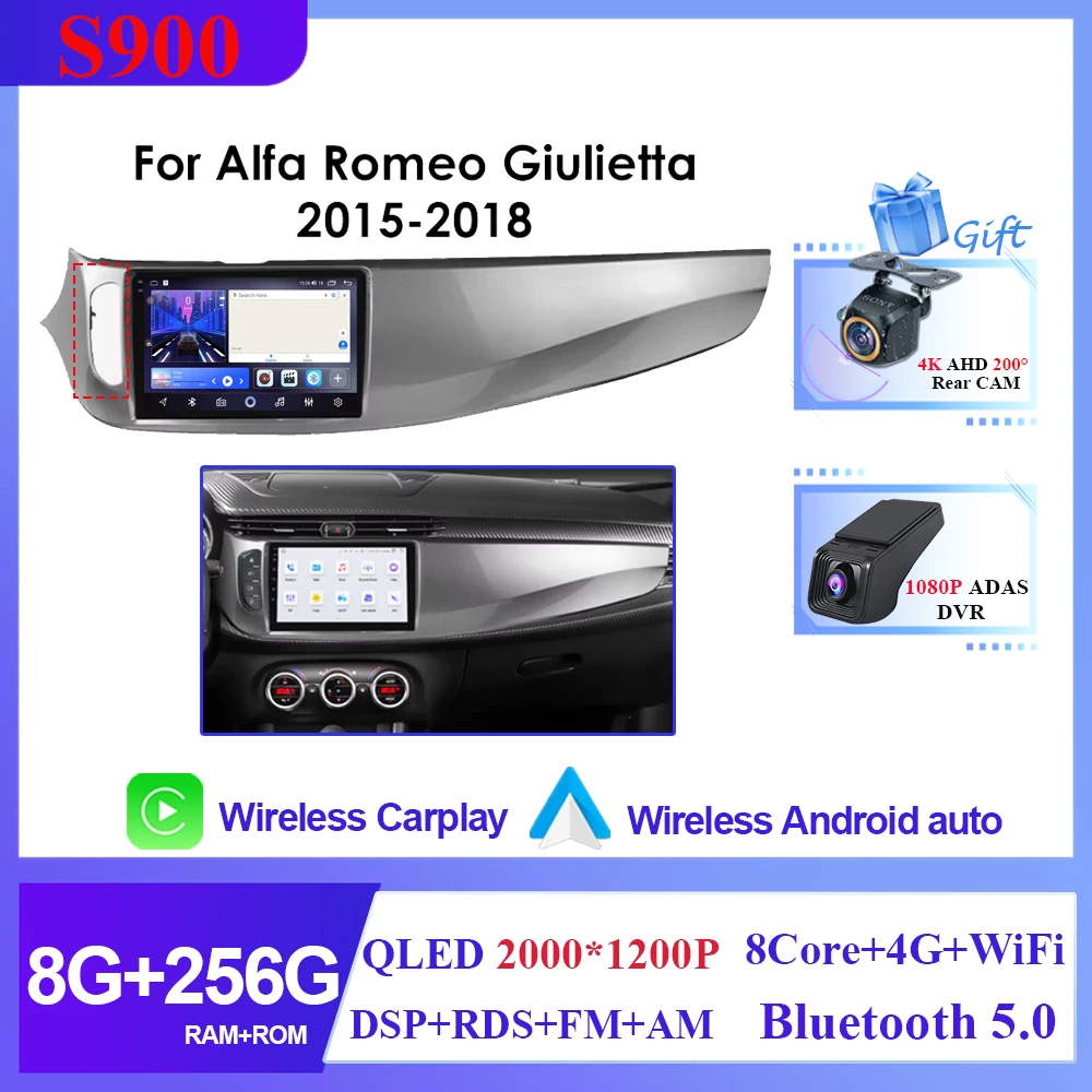 Android 16 Auto DVD voor Alfa Romeo Giulietta 2010 - 2018 Radio Multimedia Speler GPS Navigatie 5G wifi BT HDR QLED Geen 2din DVD