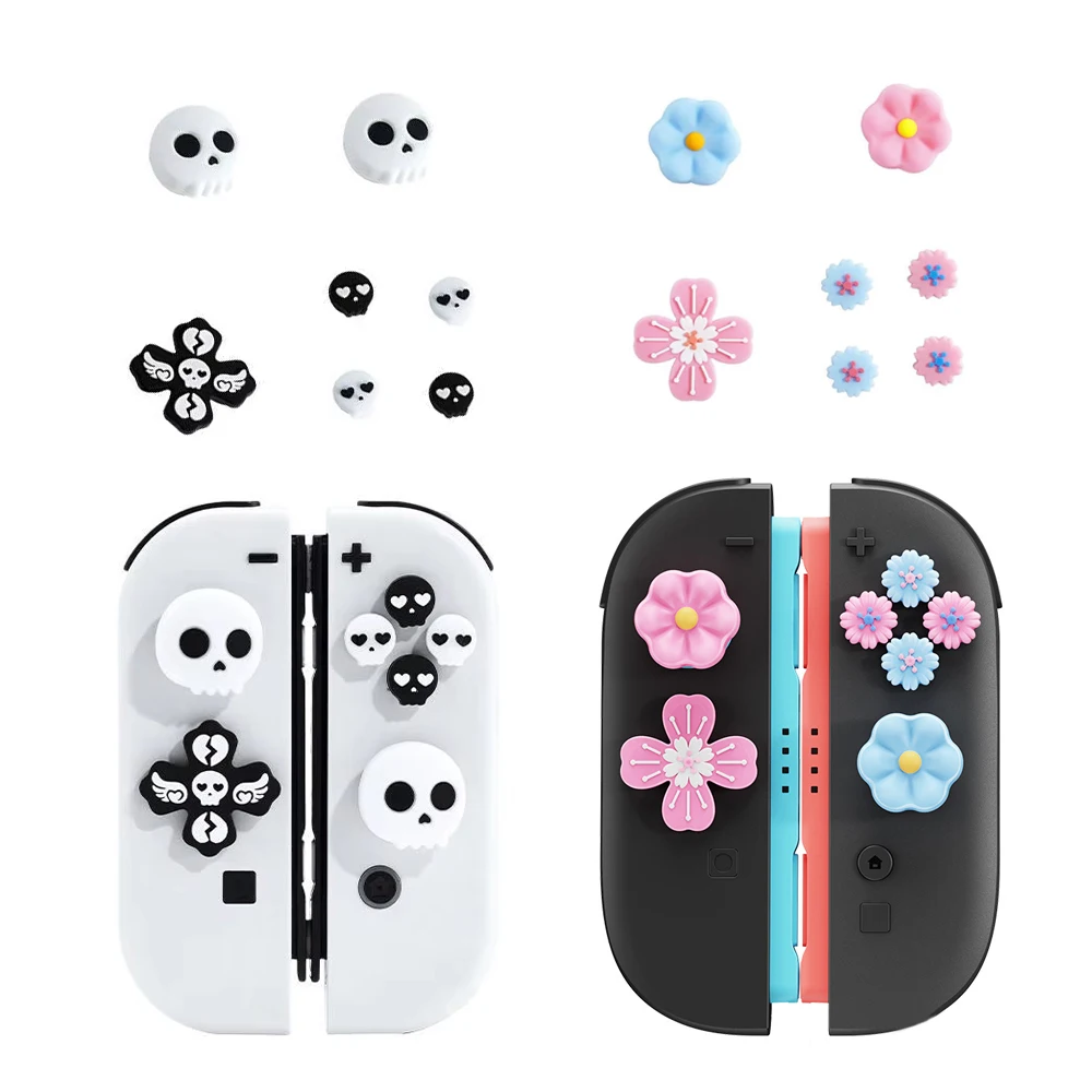 Silicone Soft Dpad Cross Button ABXY Key Sticker Case For Switch 2/NS oled Joycon Controller Thumb Stick Grip Cap Joystick Cover