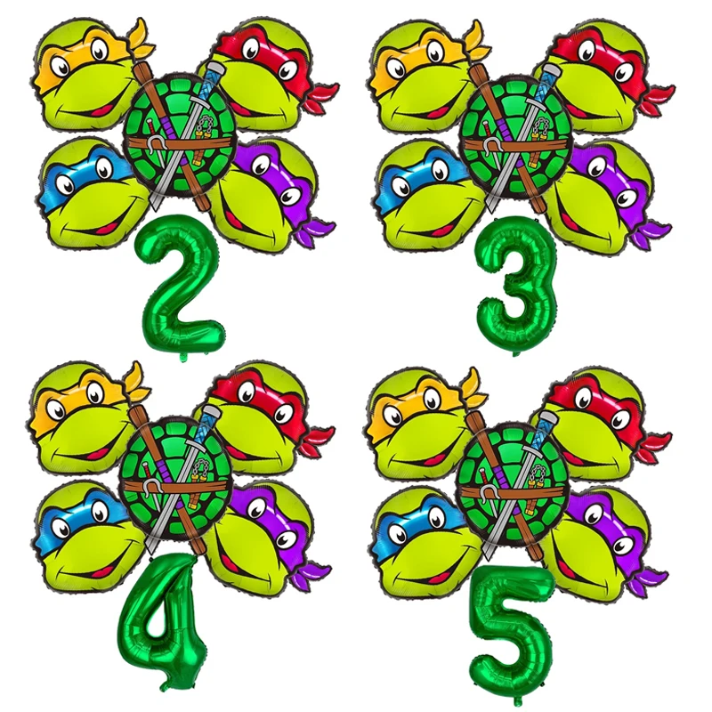 Teenage Mutant Ninja Turtles Ballons Set Birthday Number Balloon Boys Girls Party Decoration Anime Figures Models Kids Toy Gifts