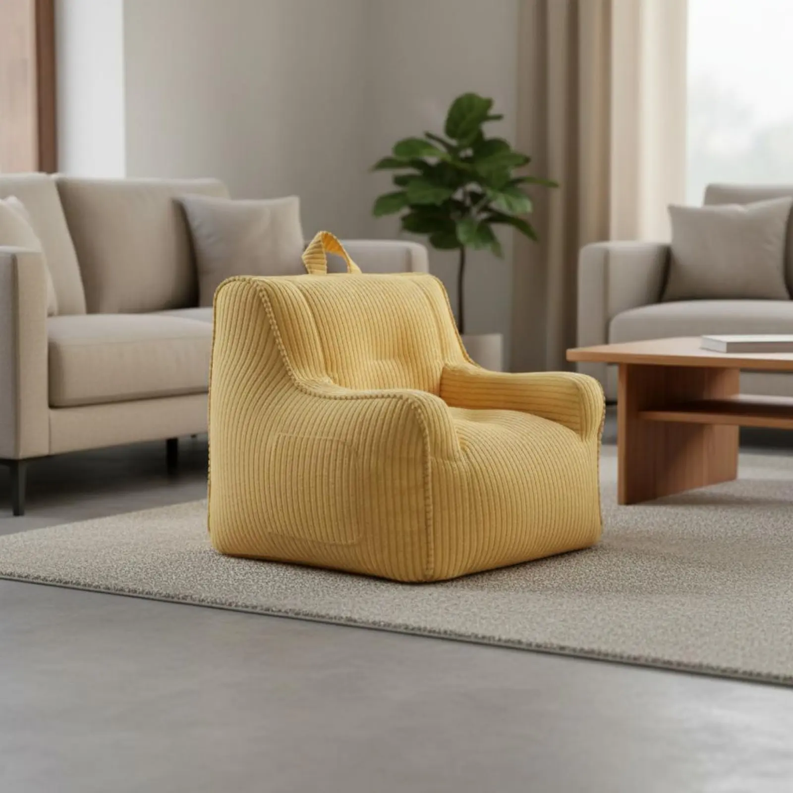 Kids Study Chair Removable and Cleanable Cover Corduroy Soft Seat Sofa Structured Floor Lounger Wear-Resistant Home Furniture