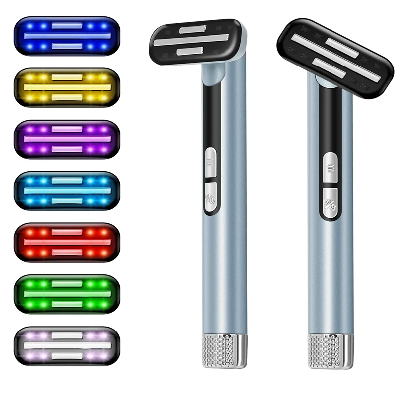 Varinha facial com luz vermelha, 7 cores, ems, microcorrente, dispositivo de levantamento facial, massageador de pescoço, aperto da pele, cuidados com a pele, ferramenta de beleza