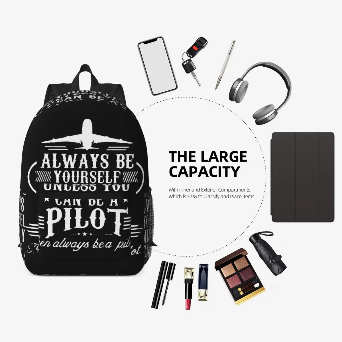 Born To Fly Captain Stripes Flight Pilot Aviation Aviator Airplane Backpack Daypack Kids BookBag School Bag Shoulder Bags view 3