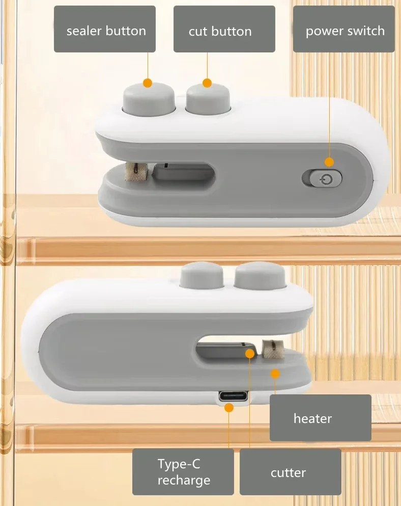 Portable Handheld USB Charging Dual-Purpose Plastic Packaging Small Food Sealer Mini Household Vacuum Wholesale Customization