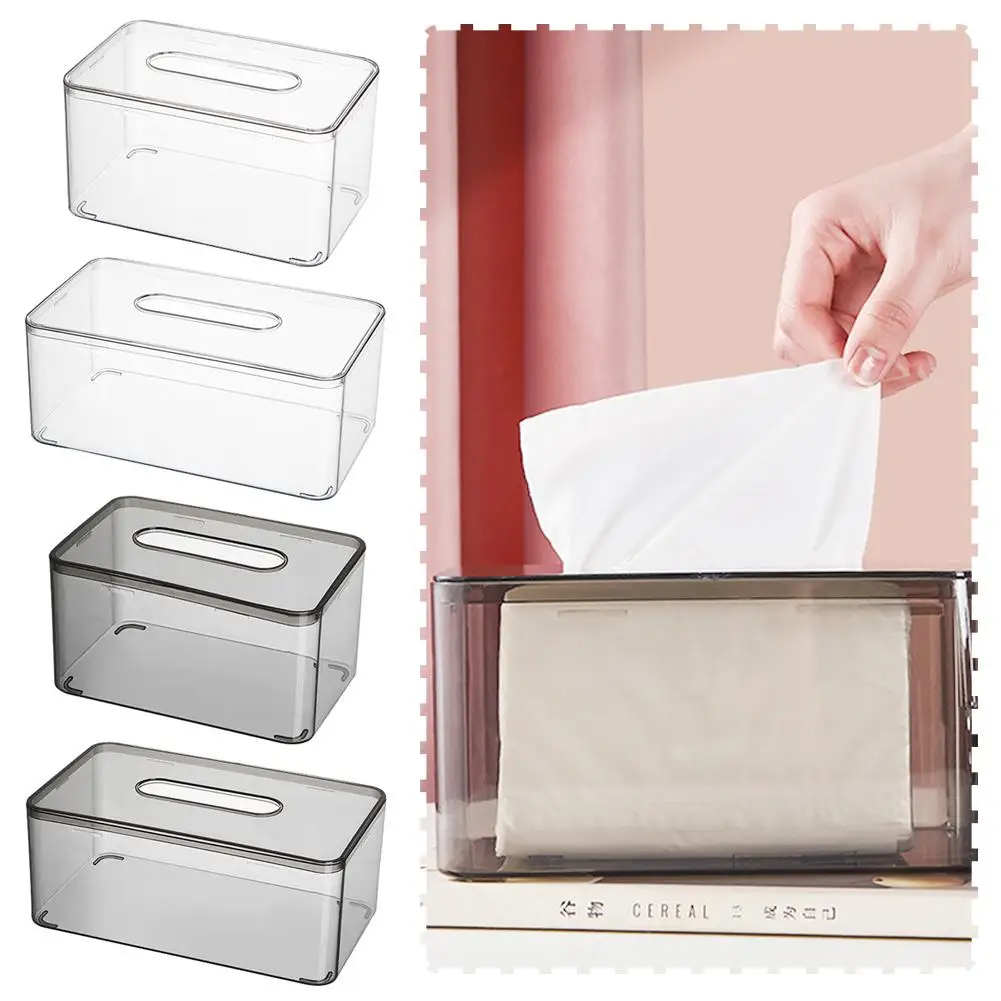 Transparent Tissue Box Square Clear Acrylic Tissue Box Holder for Toilet Home Office Towel Napkin Paper Dispenser Tissue Holder