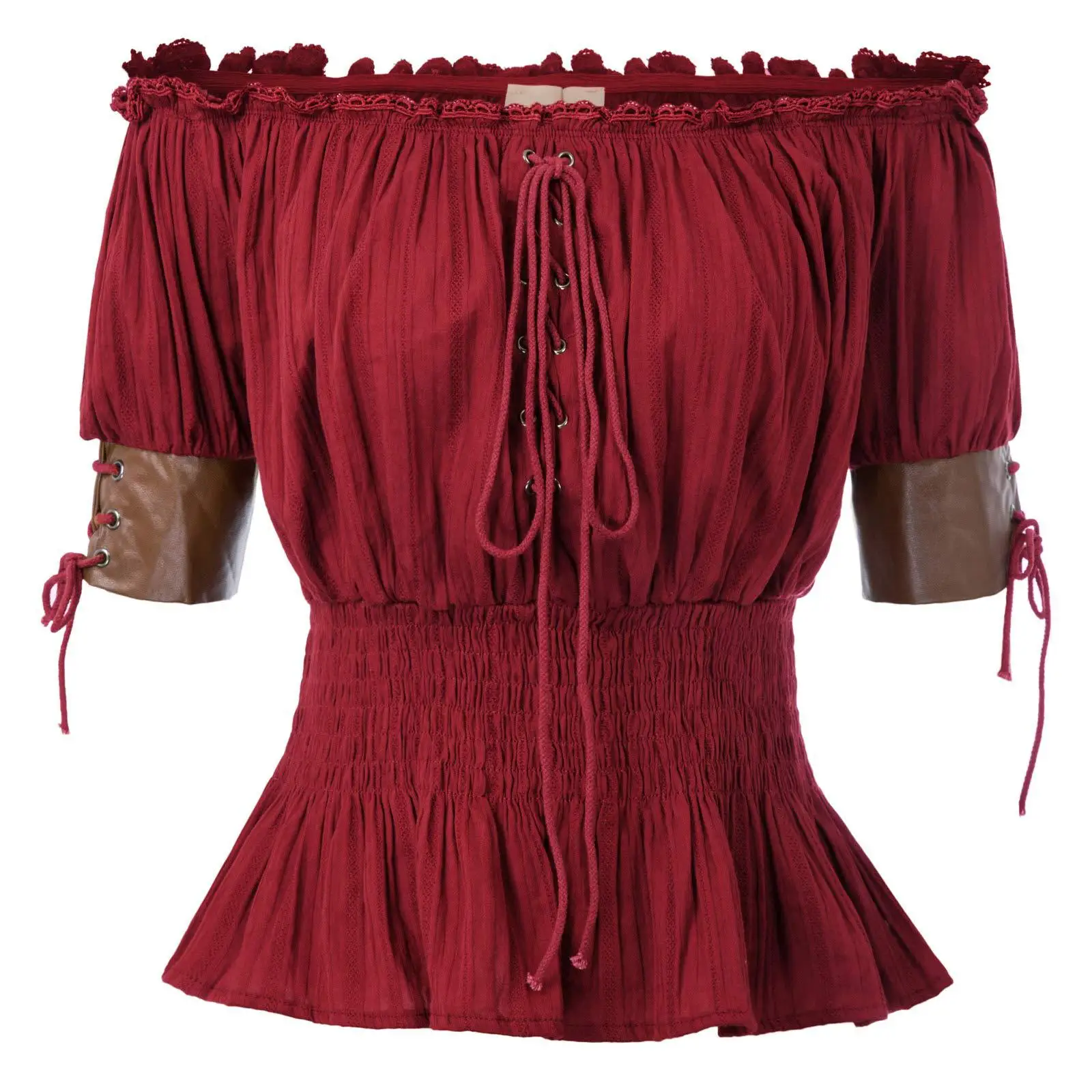

Renaissance Medieval Aristocratic Attire Women Vintage Blouse Retro Steampunk Corset Top Victorian Off Shoulder Shirts Clothes