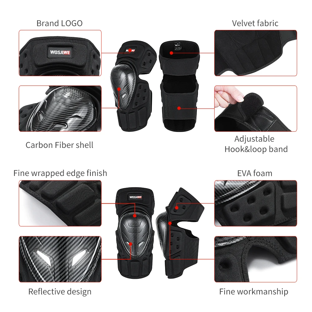 WOSAWE Outdoor Sports Knee Protector Roller Skating Riding Motocross Knee pads Snowboarding Knee Shin Guard Brace Support