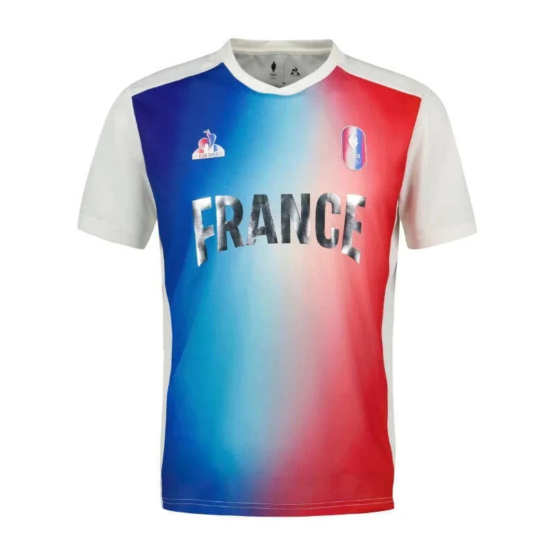 Summer French Team Sportswear Memorial Shirt Le Kak Multifunctional Sports Performance Hot Sale T-Shirt and Sweat Absorbing