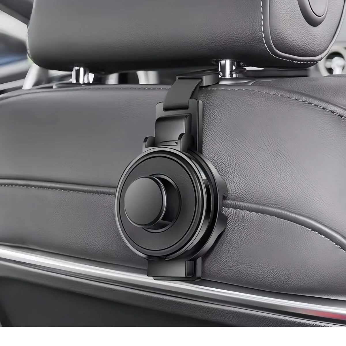 

3-In-1 Car Seat Headrest Hook With Phone Holder Foldable Beverage Coffee Cup Holder Black ABS For Organizing Car Interior Part