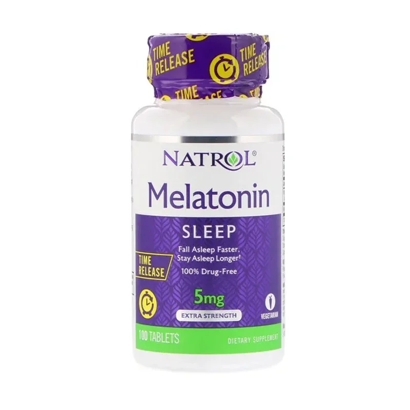 2pcs Natrol, Melatonin, Time Release, Extra Strength, 5 mg, 100 Tablets, Vitamin B-6, Fall Asleep Faster, Stay Asleep Longer