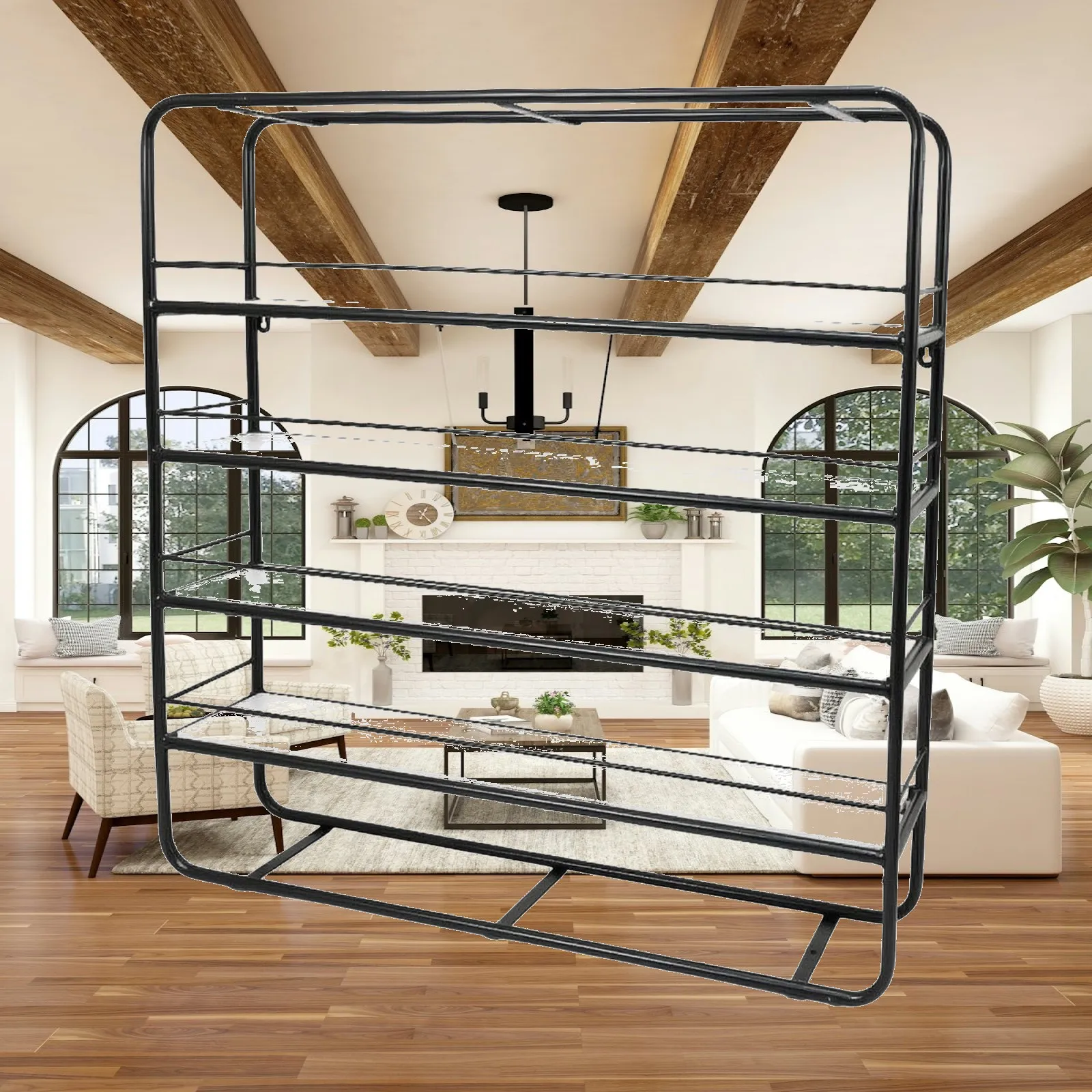Ribbon Display Rack with Horizontal Rails Multi-Level Wall-Mounted Ribbon Rack Slim Versatile for Crafters, Flower Shops