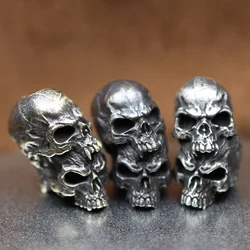 Double Layer Skull Head Brass Knife Bead EDC Outdoor DIY Paracord Accessories Woven Lanyard Pendant Jewelry Punk Bracelet Charms