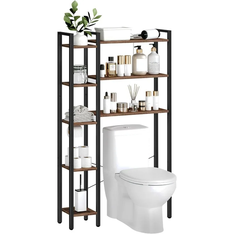 

Over-The-Toilet Storage, 8-Tier Bathroom Organizer Over Toilet with Toilet Paper Holder, Freestanding Space Saver, Side Storage