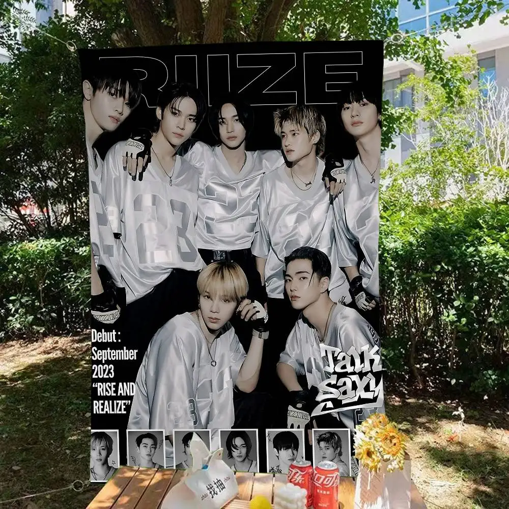 Kpop Band R-RiizeS Cartoon Flag Art Science Fiction Room Home Decor Wall Hanging Home Decor Banner