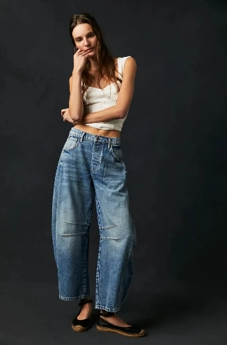 

Trend jeans y2k Casual Women's Jeans Gradient Color Wide Leg Jeans Pockets Hip Hop Retro Mid Waist Ankle Tube Shaped Denim pants