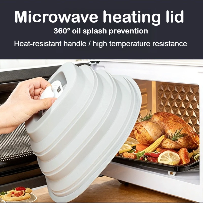 Collapsible magnetic high-temperature resistant heating oil-proof and splash-proof food-grade silicone microwave cover
