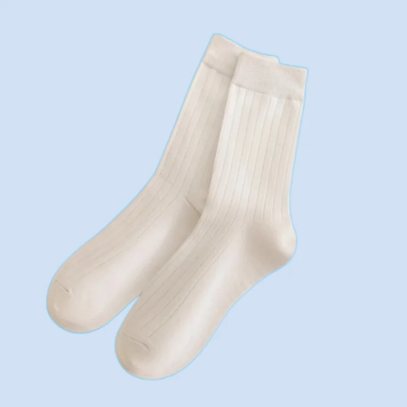 Calcetines de algodón para hombre, calcetín desodorante de tubo medio, absorbente del sudor, rayas verticales, Color sólido, primavera y otoño, 5/10 pares