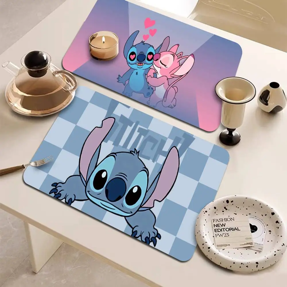 

Stitch Kitchen Dish Mat Absorbent Dining Table Mats Retro Non-slip Placemat Coffee Dish Tableware Mat For Home Decor