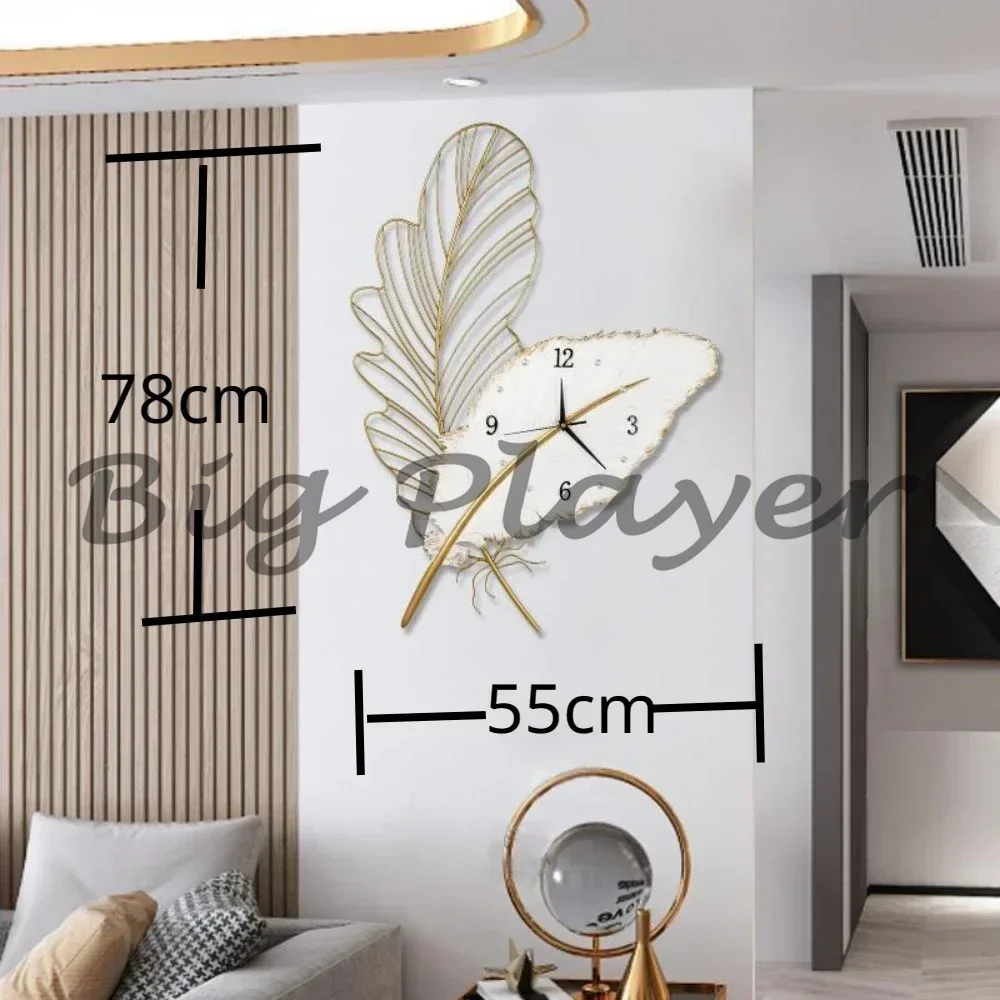 

Feather Design Wall Clock with White & Gold Accents, Elegant & Artistic, Symbolizing Career Success, Perfect for Holy Spaces