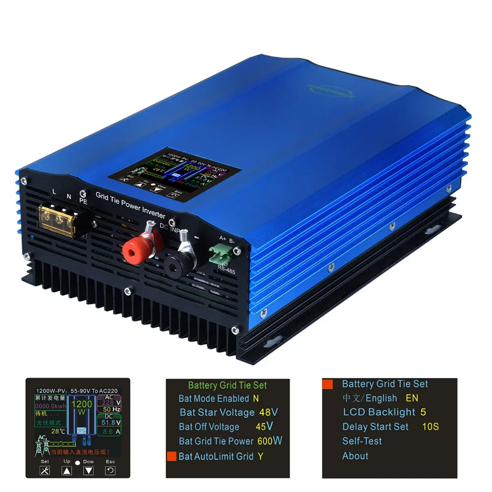 1200W Solar Grid Tie Inverter Battery Discharge with Limiter Sensor DC 48V  220V