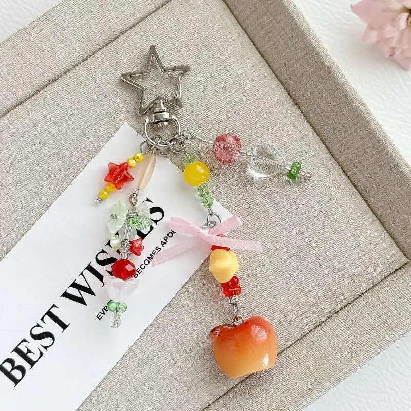 Handmade Half-Peach Keychain Star Clasp Bag Charm Gift Great: For Daily Carry And Gifting To Friends