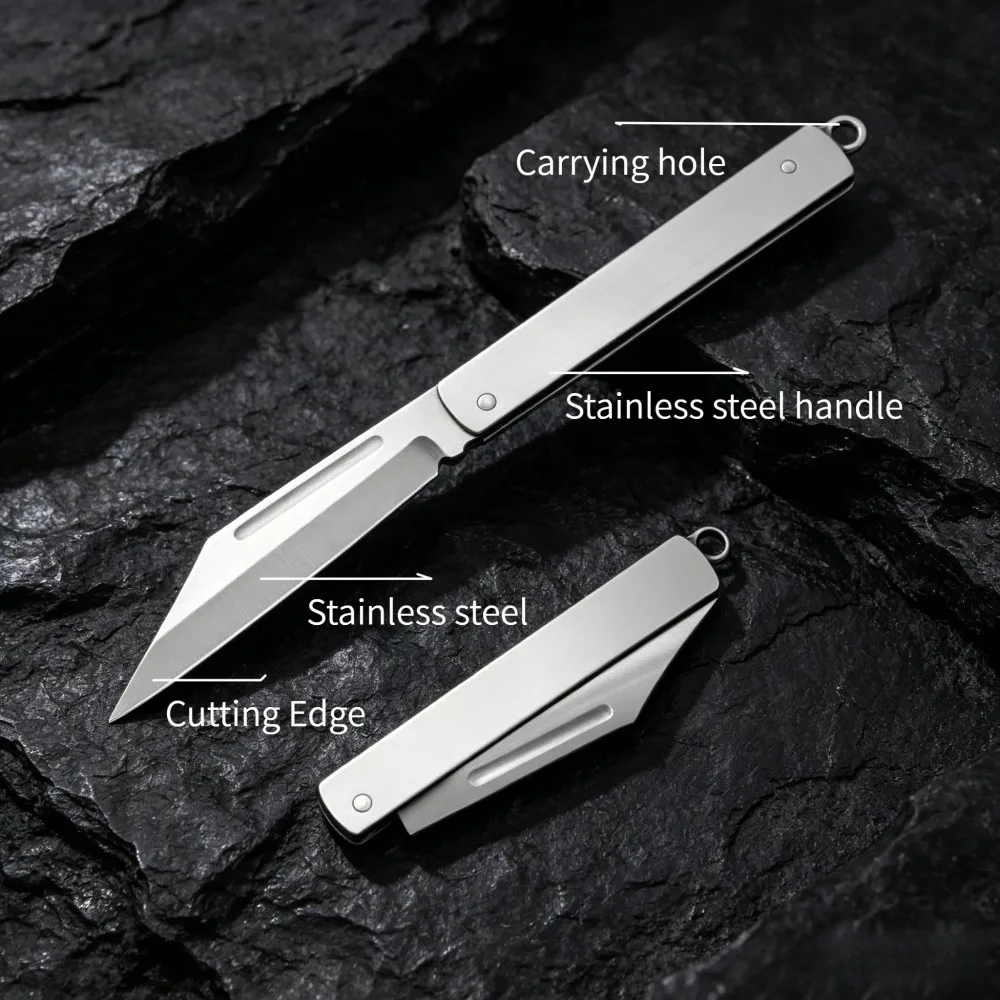 New stainless steel folding fruit knife for home peeling outdoor convenient folding knife express delivery unboxing
