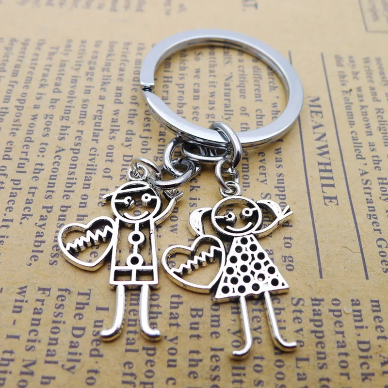 Fashion 1 Pair/Set Women New Couple Key Ring Cartoon Lover Keychain Valentines Gift