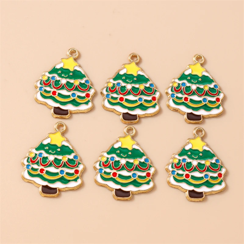 20 Stück gemischte niedliche Emaille-Anhänger mit Weihnachtsschneeflocken und Glocken für die Herstellung von Halsketten, Ohrringen, DIY-Bastelarbeiten, Schmuckzubehör – Detail 10