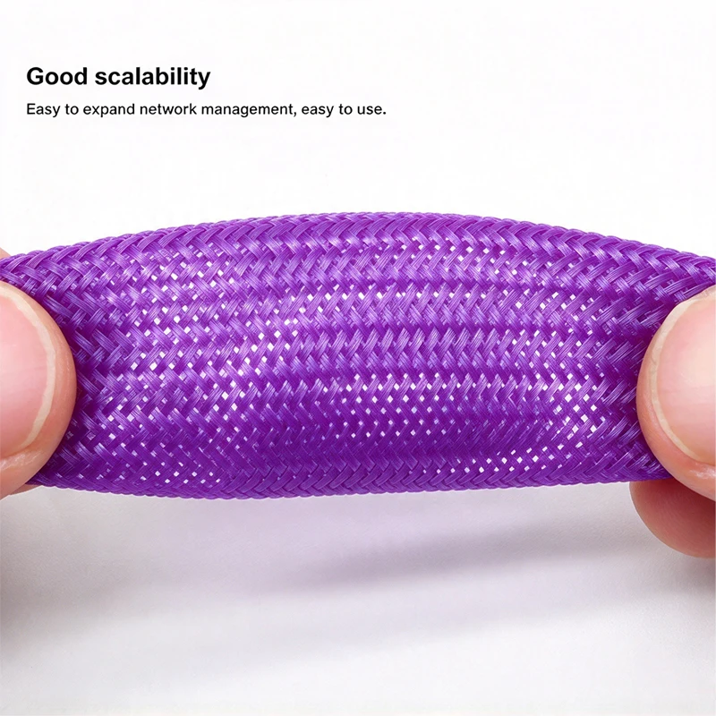 1~50m PET Expandable Cable Sleeve Purple 2mm - 30mm High Density Nylon Braided Mesh Tube Wire Insulated Sheath Sleeving