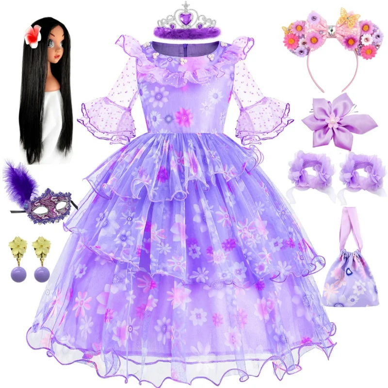 زي تأثيري Encanto للفتيات ، فستان الأميرة Isabella ، ملابس ميرابيل ، بدلة ساحرة للكرنفال ، عيد الميلاد ، حفلة عيد ميلاد