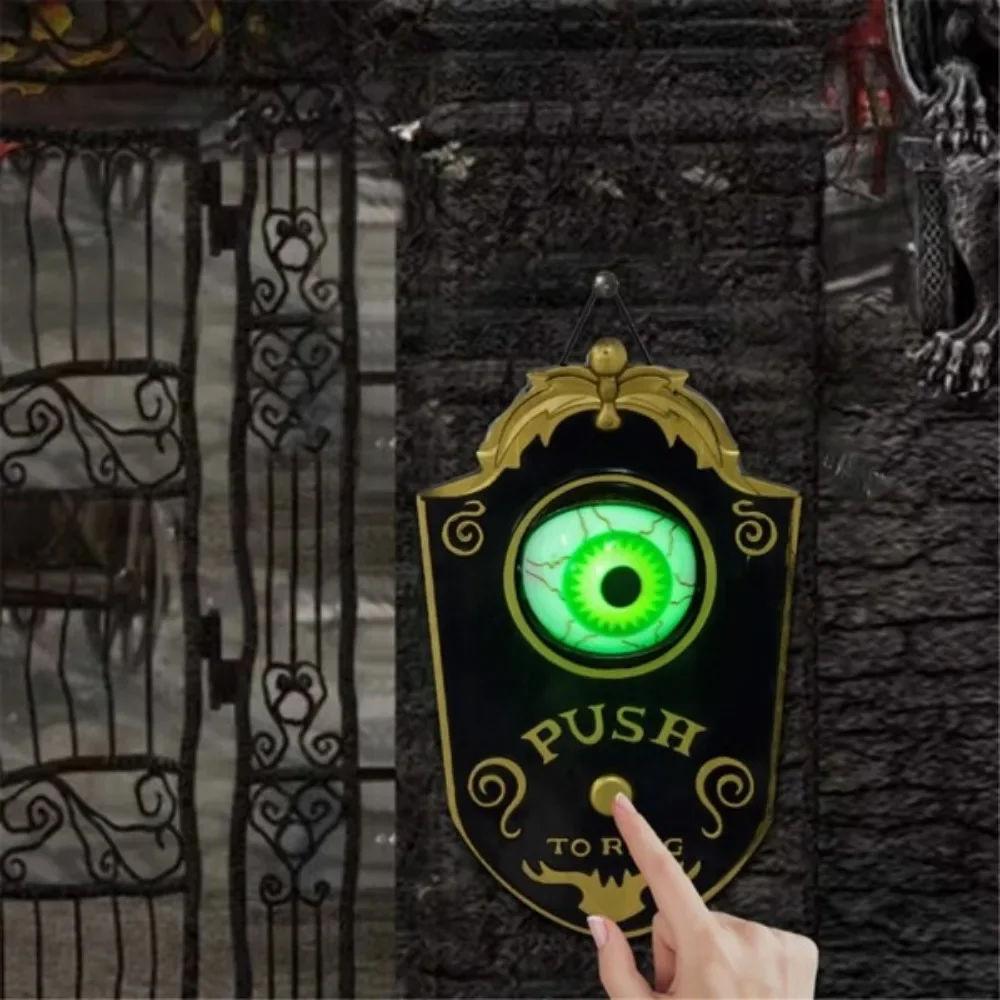 

Doorbell design with a simulation light-up eyeball Activates automatically by touch or loud sounds Halloween Decoration