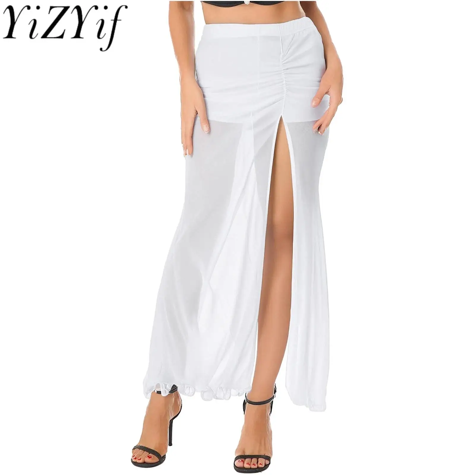 

Women Fashion Side Split Ruched Skirt with Built-in Shorts Skirts High Waist Pencil Maxi Skirts for High Look Casual Daily Wear
