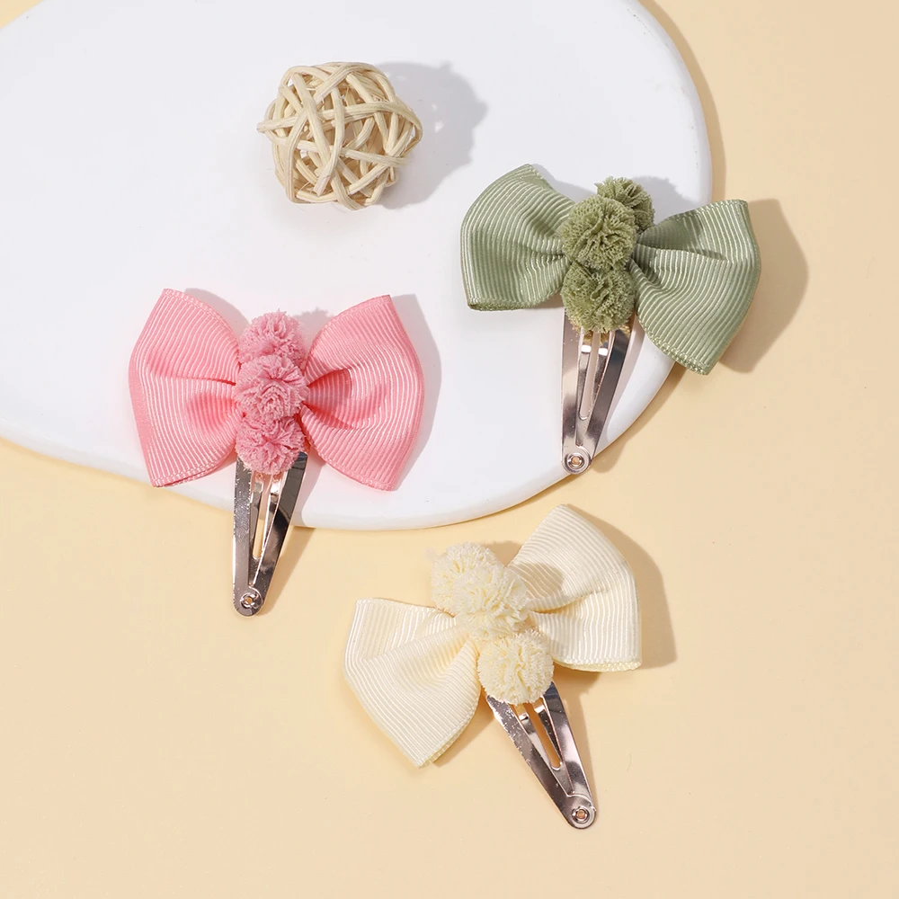 Baby Accessories For Newborn Toddler Kids Baby Girl Boy Hair Clips Cute Ribbed Ribbon Bow Hairpin  Solid Color Hair Accessories