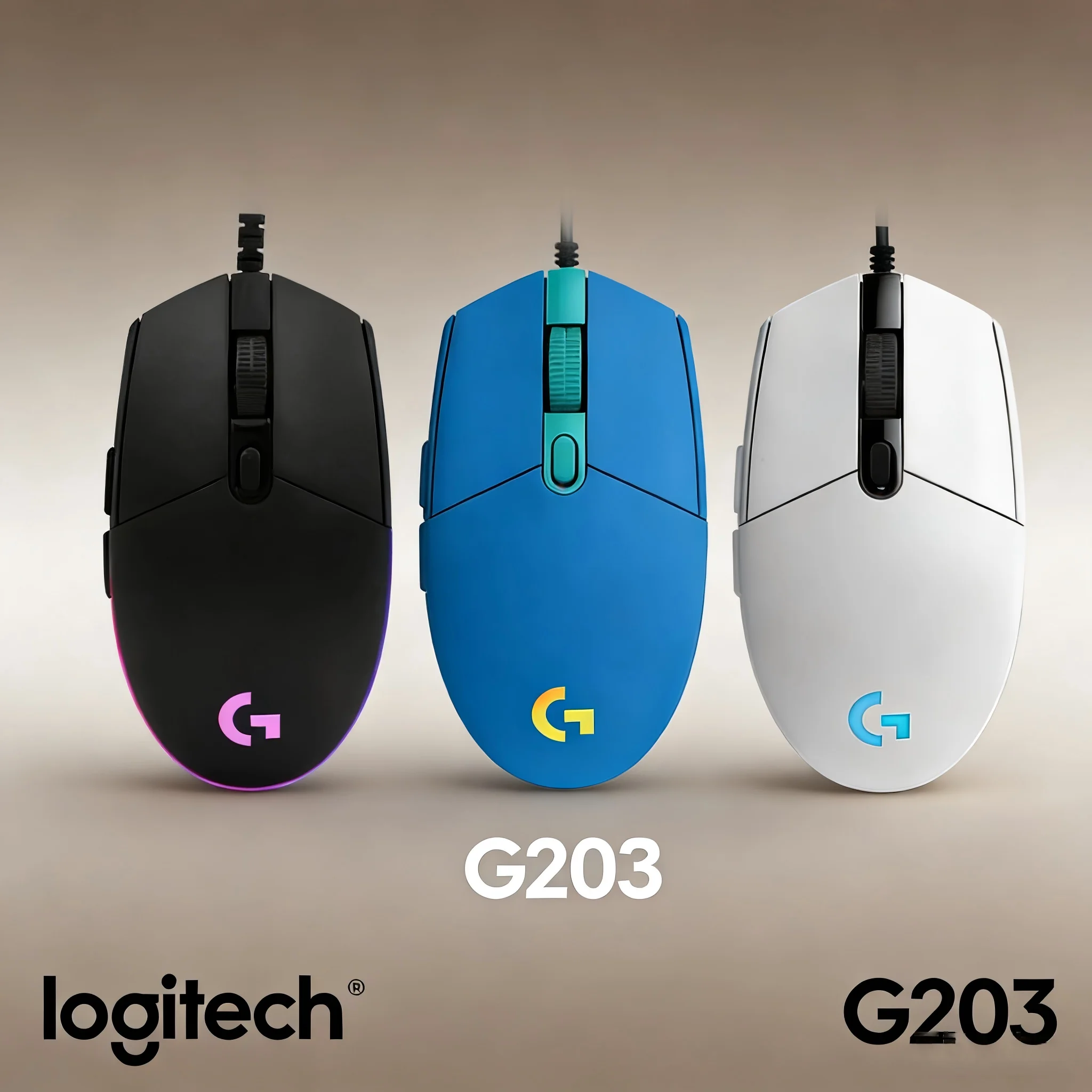 

Проводная игровая мышь G203, 6 настраиваемых макрокнопок, многоцветная, портативная для игр и работы