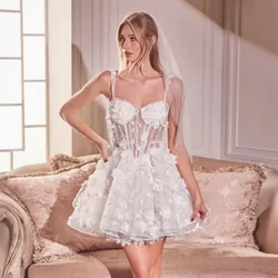 FORMALS White Appliques Floral Dress A-line Mini Length Party Gown Ever Pretty Flowers See Through Prom Dresses Plus Size