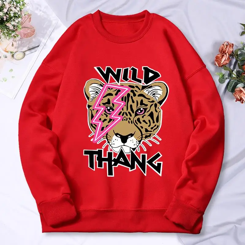 Wild Leopard Print Women\'S Sweatshirt Fashion Warm Fleece Hoody Casual Loose Comfortable Hoodies Autumn Oversized Clothes Female