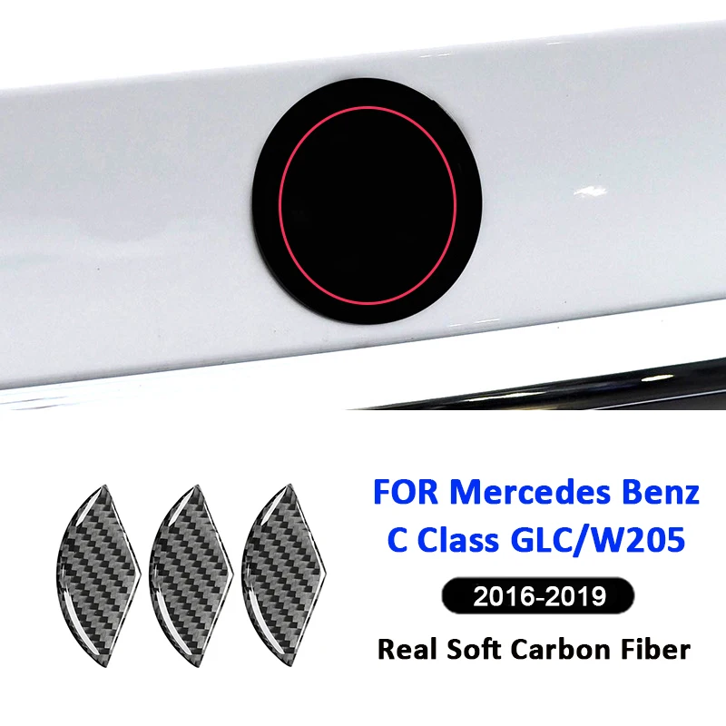 Carbon Fiber Car Rear Trunk Emblem Badge Trim Back Logo Interior Decoration Sticker For Mercedes Benz 2016-2019 C Class GLC W205