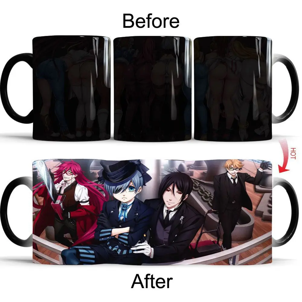 Black Butler Color Changing Mug Anime Discoloration Cup Manga Ceramic Coffee Cups Heat Sensitive Milk Tea Mugs Novelty Drinkware