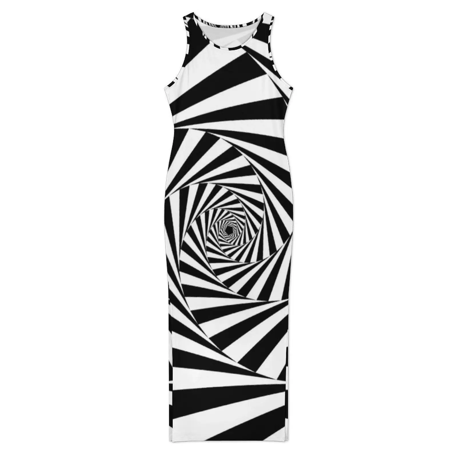 Black White Eyes Optical Illusion Bodycon Dress Summer Aperture Spiral Modern Abstract Casual Maxi Dresses Women Aesthetic Dress