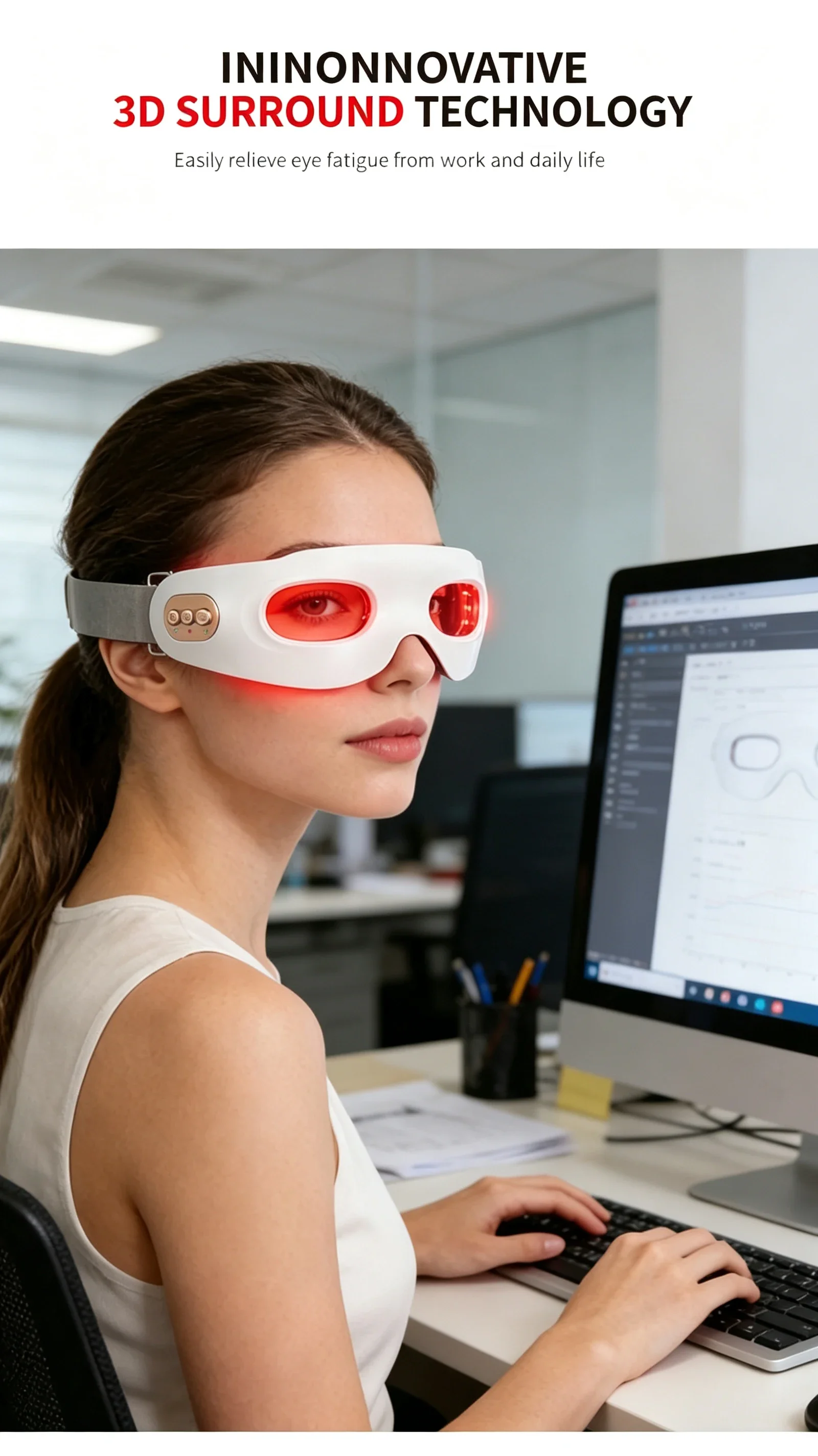Eye Massager 7 Color LED Red light Remove Eye Bags Dark Circles Puffiness Hot Compress Eye Relieve Eye Fatigue Home Use