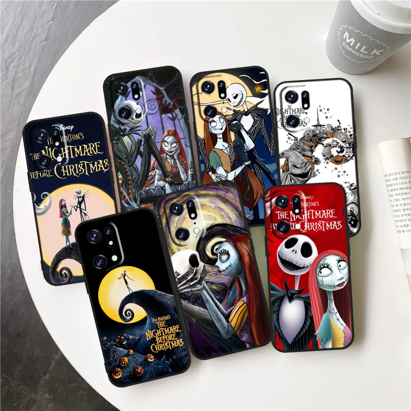 Nightmare Before Christmas For OPPO Find X5 X3 X2 Neo Lite Reno 9 8 7 7Z 7SE 6 5 Pro 4G 5G Silicone Black Phone Case Coque Capa